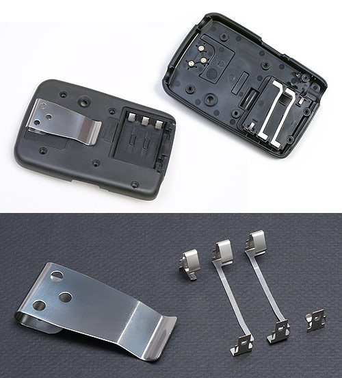 Fourslide-produced clips and battery contacts.