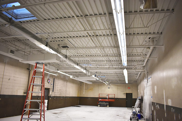 Cleaning ceilings and walls; stripping and grinding floors; prepping for paint